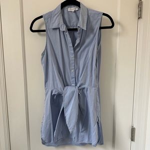 Blue front tie Calvin Klein button up